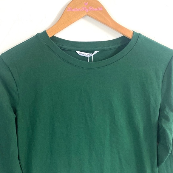 (B51) NEW MANGOPOP Longsleeve Round Neck T-Shirt Bodysuit Green Size Large, NWOT - Picture 6 of 11